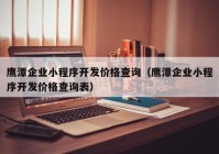 鹰潭企业小程序开发价格查询（鹰潭企业小程序开发价格查询表）