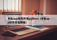 手机app软件开发python（手机app软件开发教程）