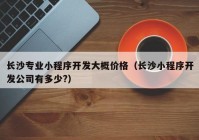 长沙专业小程序开发大概价格（长沙小程序开发公司有多少?）