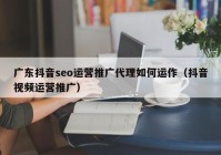 广东抖音seo运营推广代理如何运作（抖音视频运营推广）