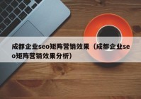 成都企业seo矩阵营销效果（成都企业seo矩阵营销效果分析）