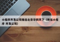 小程序开发公司推选北京华网天下（微信小程序 开发公司）