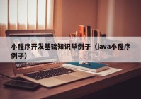 小程序开发基础知识举例子（java小程序例子）