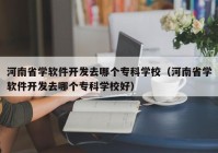 河南省学软件开发去哪个专科学校（河南省学软件开发去哪个专科学校好）