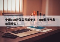 中国app开发公司前十名（app软件开发公司排名）